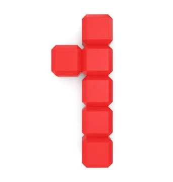 Number 1 cubic red Stock Illustration