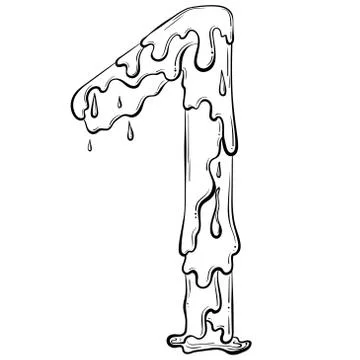 Number 1 with flow drops Stock Illustration