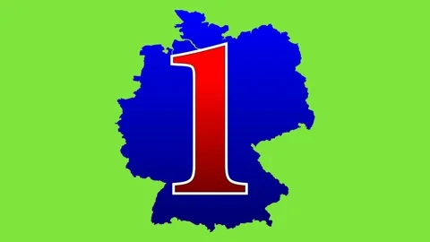 Number 1 in Germany. First in the standings, the best. Animated illustration Stock Footage 219530862