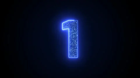 Number 1 Glowing Blue Neon Animation with Sparkling Particles Stock-Footage 345040903