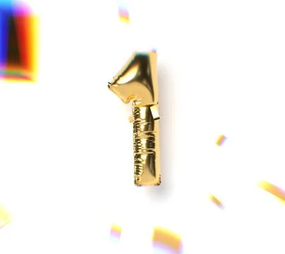 Number 1 Gold Balloon Text and Falling Soft Focus Confetti Stock Illustration