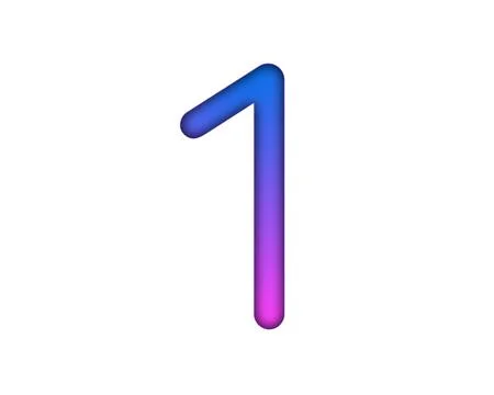 Number 1 gradient blue pink 3d sign symbol on white background Stock Illustration