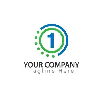 Number 1 icon in circle, Logo Vector Stock Illustration