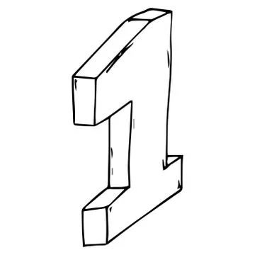 The number 1 icon. Vector illustration 3D figure 1. Hand drawn number one. Stock Illustration