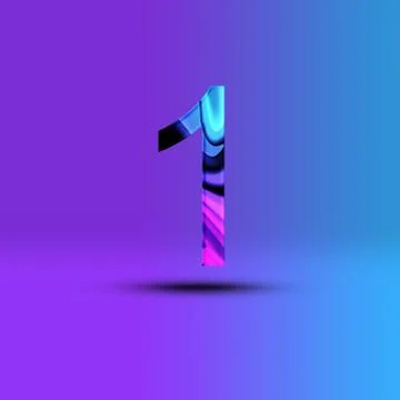 Number 1 illustration . Creative synthwave cyberpunk design elements. Isolate Stock Illustration