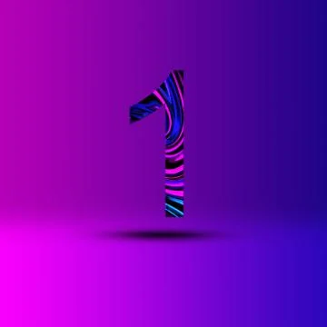 Number 1 illustration . Creative synthwave cyberpunk design elements. Isolate Stock Illustration