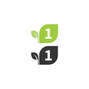 Number 1  logo leaf icon design concept 库存插图
