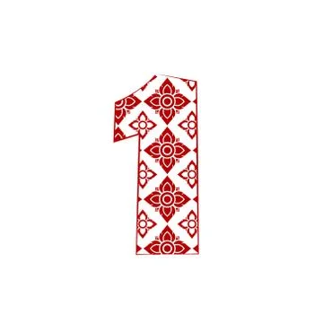 Number 1  Logo Template Design made from line thai art pattern. 스톡 일러스트