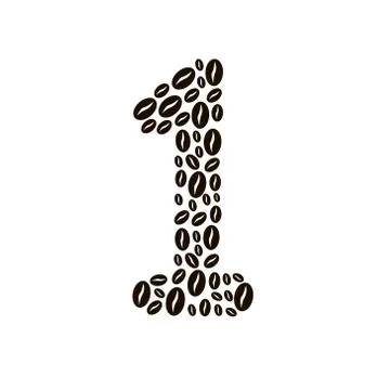 Number 1 made of coffee beans vector set Illustrazione stock