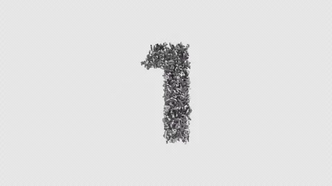 Number 1 Made of Numbers. 3D Font Number Animation with Alpha Channel Stock Footage 302170437