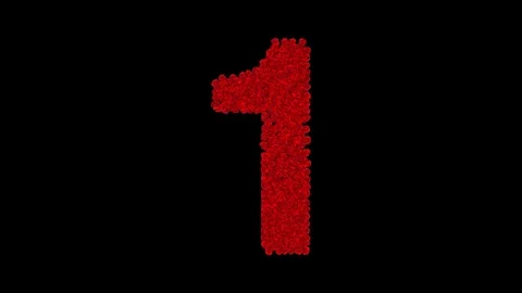 Number 1 made of red roses Stock Footage 74165892