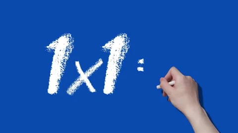 Number 1 Multiplication Table, Handwritten Animation, Blue Background Stock Footage 287846103