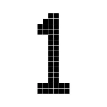 Number 1 one, 3d cube pixel shape minecraft 8 bit Stock Illustration