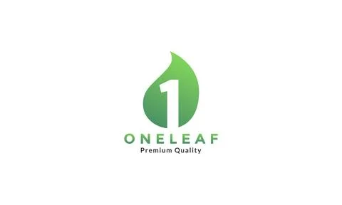 Number 1 one with leaf abstract green logo symbol icon vector graphic desig.. Stock Illustration