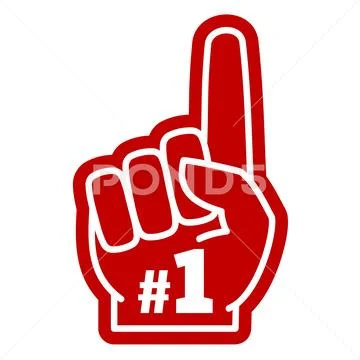 Number 1 one sports fan foam hand with raising forefinger vector icon Stock Illustration