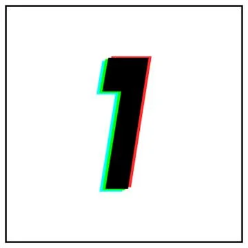 Number 1, one vector desing logo.Dynamic, split-color, shadow of  number red, Stock Illustration