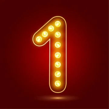 Number 1 with realistic lamp, vector illustration. can be used for christmas Stock Illustration