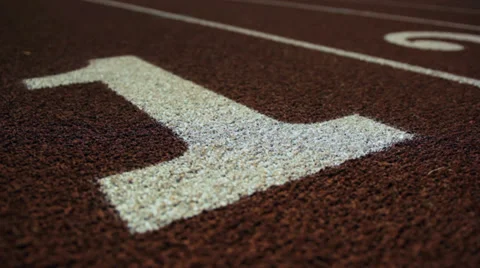 Number 1 On Running Track Video stock 34850498