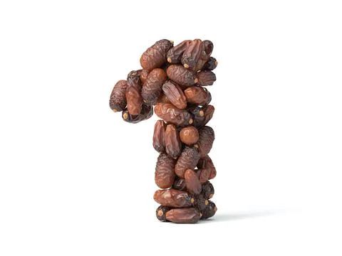 Number 1 shaped date palm fruits, 3d illustration Stock Illustration