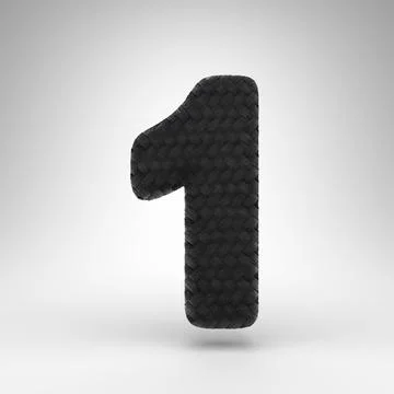 Number 1 on white background. Black carbon fiber 3D number with carbon thread Stock Illustration