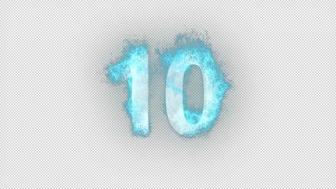 Number 10 in blue fire with alpha channel, number ten Video stock 264622702