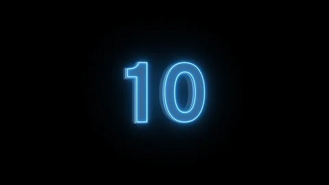 Number 10 blue neon light background video Stock Footage 123749478