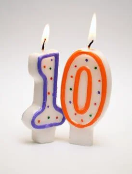 Number 10 candle Stock Photos