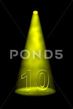 Number 10 illuminated with yellow spotlight: Royalty Free #24660074