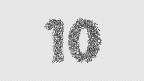 Number 10 Made of Numbers. 3D Font Number Animation with Alpha Channel Stock Footage 302171129