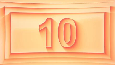 Number 10. Minimalistic embossed number with glittering lights. Stock Illustration