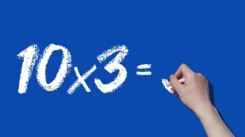 Number 10 Multiplication Table, Handwritten Animation, Blue Background Stock Footage 287846147