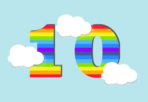 Number 10 Rainbow counting learn object design, abstract rainbow Number for.. Stock Illustration
