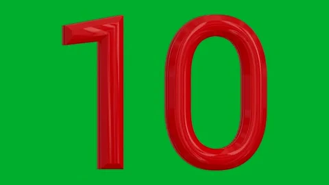 Number 10 rotating on a green background in a red shiny colour, with loop Stock-Footage 265149090