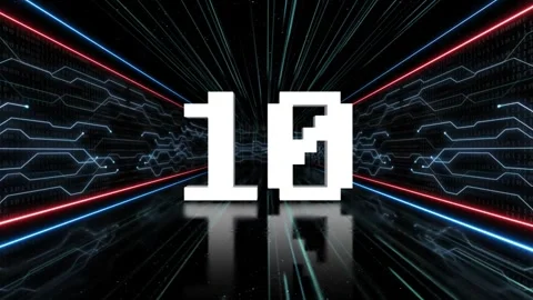 Number 10 in Tech Room Animation, Top Ten, on Alpha Channel, Loop Stock Footage 251239797