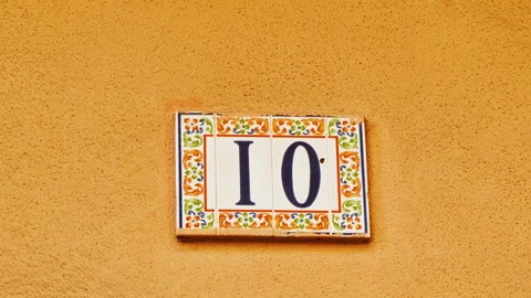 Number 10 (ten) Affixed to a Building Stock Footage 265965335