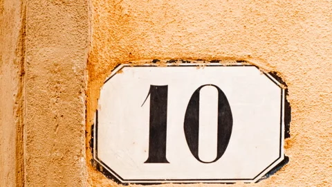 Number 10 (ten) Affixed to a Building Stock Footage 274439142