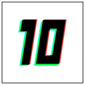 Number 10, ten vector desing logo.Dynamic, split-color, shadow of  number red Stock Illustration