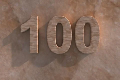 Number 100 carved from marble on marble base Stock Illustration