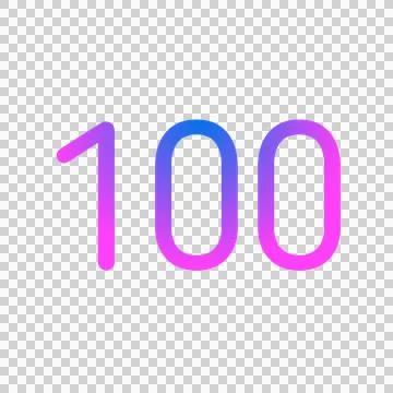 Number 100 gradient blue pink 3d sign symbol on transparent background Stock Illustration