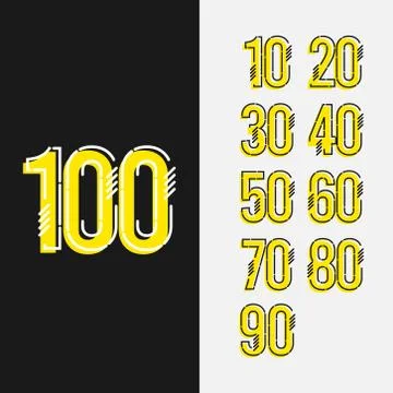 Number 100 Set Vector Template Design Illustration Design for Anniversary Cel Stock Illustration