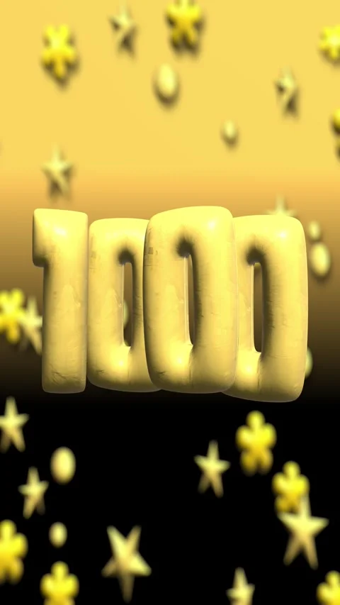 Number 1000 one thousand 3d animation background with yellow backdrop Stock Footage 300574491