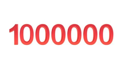 Number 1000000 sign, 3d red number one million symbol isolated on white bac.. Stock Illustration
