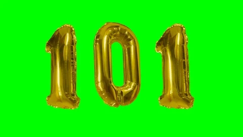 Number 101 one hundred and one years birthday anniversary golden balloon Stock Footage 107795433