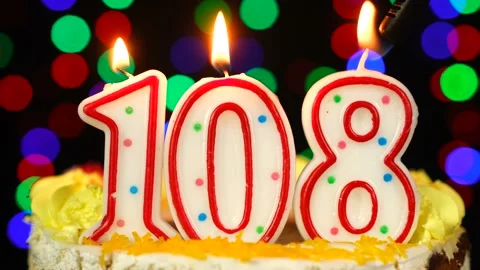 Number 108 Happy Birthday Cake With Burn... | Stock Video | Pond5