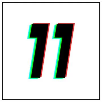 Number 11, eleven vector desing logo.Dynamic, split-color, shadow of  number  Illustrazione stock