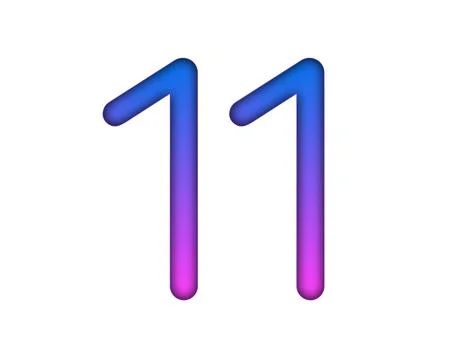 Number 11 gradient blue pink 3d sign symbol on white background Stock Illustration