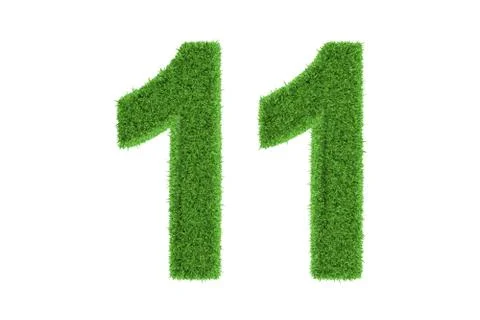 Number 11 with a green grass texture Stock Illustration