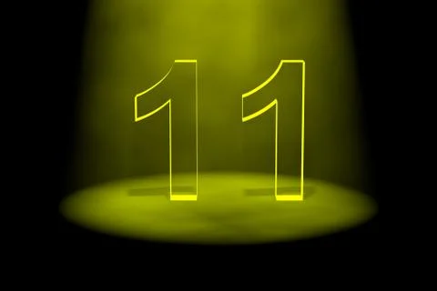 Number 11 illuminated with yellow light Stock Illustration