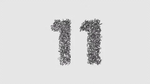 Number 11 Made of Numbers. 3D Font Number Animation with Alpha Channel Stock Footage 302171115
