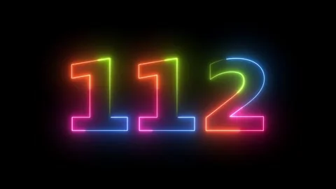 Number 112 neon light animation vibrant Vidéo 330556965